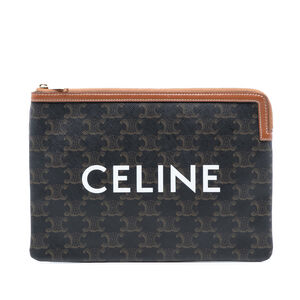 Pre-Loved Celine Small Triomphe Coated Canvas Clutch
